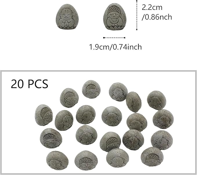 predolo 20Pcs Resin Stone Buddha Relief Statue Garden Decoration for Corridor, Study