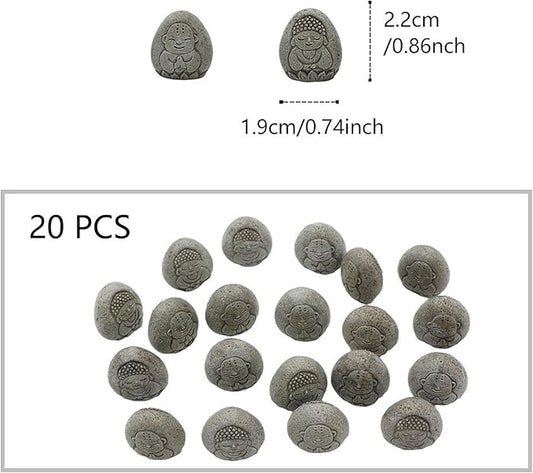predolo 20Pcs Resin Stone Buddha Relief Statue Garden Decoration for Corridor, Study
