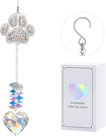 Dog Memorial Gifts - K9 Crystal Suncatcher with Durable Zinc Alloy - Pet Loss Sympathy Keepsake for Cats - Rainbow Bridge Remembrance Ornament for Home Garden Window