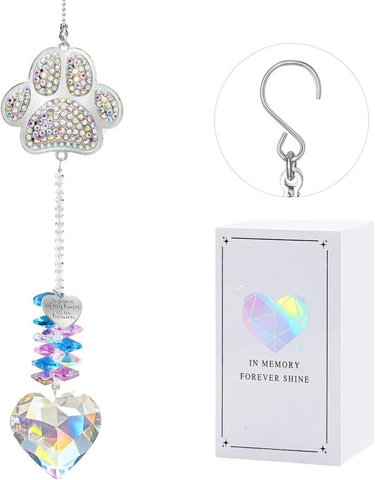 Dog Memorial Gifts - K9 Crystal Suncatcher with Durable Zinc Alloy - Pet Loss Sympathy Keepsake for Cats - Rainbow Bridge Remembrance Ornament for Home Garden Window
