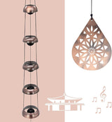 36" Copper Temple WindChimes with 5 Bells, Melodious Zen Feng Shui Wind Bells for Outside, Memorial Wind Chime Sympathy Gift with Unique Teardrop Mandala Sail, Decorative Garden Decor for Yard Patio