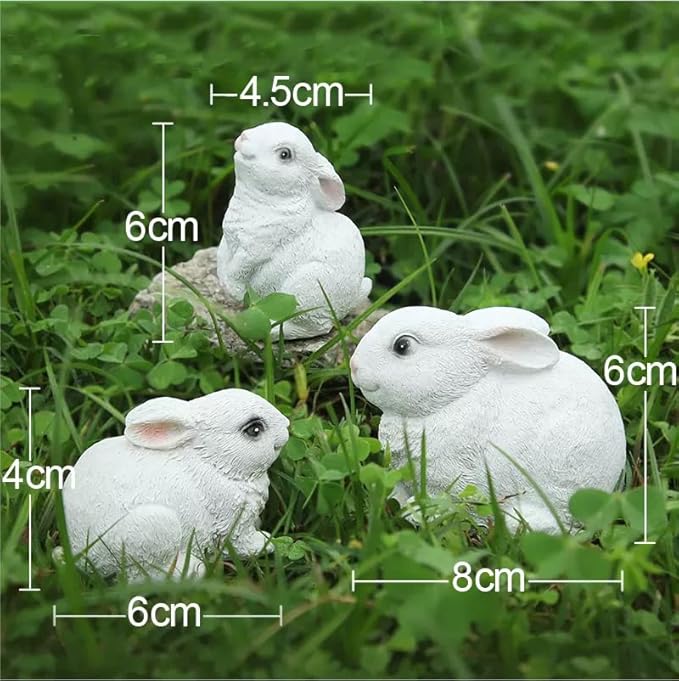 Bunny Decor Yard Decorations Outdoor, Set of 3 Resin Garden Rabbit Figurines, Yard Animals Statue, Bunny Statue for Home Garden Easter Decorations, Easter Rabbit Figurines mom Gifts