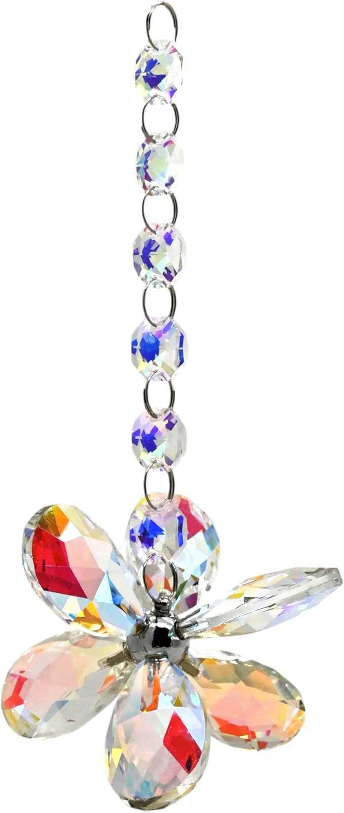 Flower Petal Crystal Suncatcher Hanging Crystals for Windows Sun Catcher Chandelier Lamp Tree Decor, Crystal Glass Ornaments (AB)