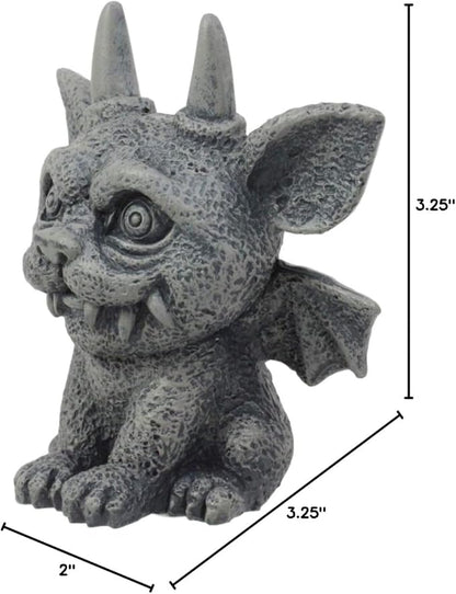 Ebros Gothic Horned Bat Cat Gargoyle Bast Figurine Small Mythical Fantasy Decor Statue 3.25" Tall As Talisman of Protection Fairy Garden Accessory DIY Renaissance Or Medieval Collectible