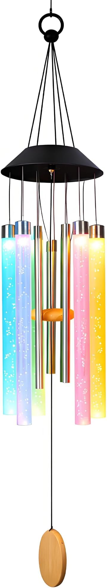 38” Bubble Column Aluminum Tube Solar Light LED Wind Chime for Outside, Weather Resistant Outdoor Garden Patio Soft Tone Decor, Ideal Gift for Birthday, Mother's Day, Meditation, Relaxation