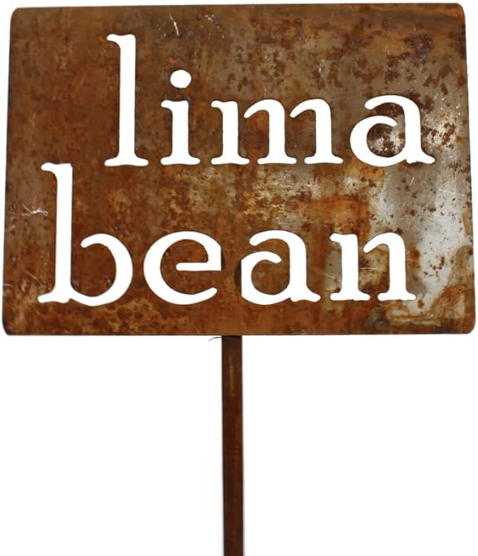 Classic Metal Garden Markers 19 Inches Tall (lima beans, Naturally Rusted)