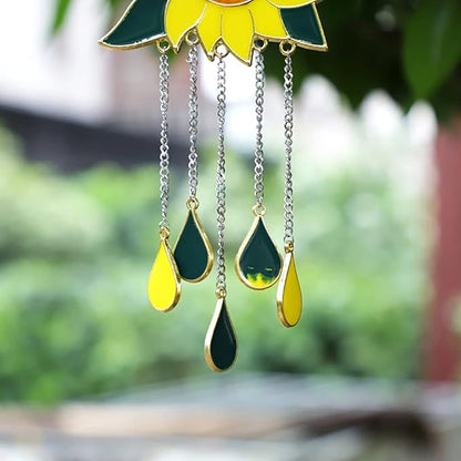 Sunflower Wind Chimes Ornaments, Small Beautiful Dripping Sunflower Pendant Wind Chimes, Window Hanging Panel Decoration for Home Panel Patio Porch Garden Backyard Decor(Color:Pendant)