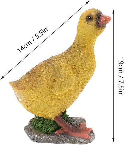 Cute Statues Resin Duck Figurine Furry Ducks True Colors Garden Statue Anti Fading Backyard Decor(Gray)
