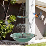 13 inch Rain Chain Basin, Metal Rain Chains Anchoring Bowl Dish, DIY Rain Chain Basin for Gutter Downspout, 2 Layer Hanging Birdbath for Outdoor Garden Patio Decor