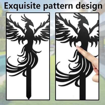 WADORN Phoenix Rising Metal Decorative Garden Stakes, Funny Bird Metal Outdoor Statues Weatherproof Garden Decoration Ornament Gifts Bird Outdoor Yard Decor for Backyard Pathway Patio Lawn Walkways