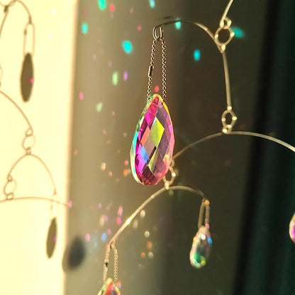 DIY Crystal Sun Catcher Wind Chime, Hanging Prisms Rainbow Maker Suncatcher for Home and Garden Decoration (FL-50AB-6WG)