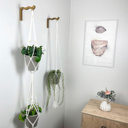 EvenWood 2-Piece Set of Wavy Wooden Wall Planters for Indoor Plants 6 Inch - Natural Plant Hook for Wall Plant, Wind Chimes, Flower Brackets - Durable Bracket Plant Hanger (Bronze)