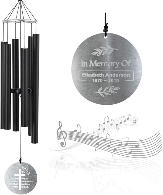 ASTARIN Personalized 30" Bereavement Wind Chimes for Outside, Memorial Gift in Remembrance of a Loved One, Sympathy Gift for Loss of Mother Father Husband, Garden Patio Decor