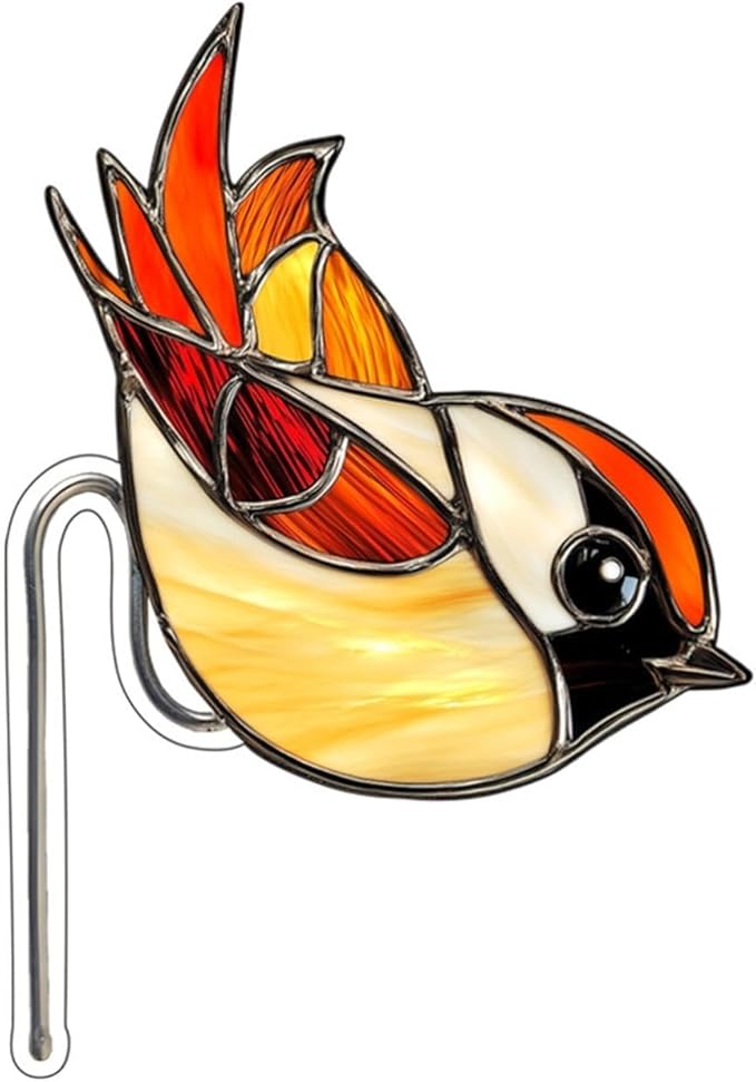 Bird Butterfly Flower Plant Pot Stake Decoration, 4.7 Inch 2D Colorful Acrylic Bird Butterfly Garden Ground Insert Decor, Outdoor Yard Lawn Pathway Patio Art Ornaments, Gifts for Mom (H)
