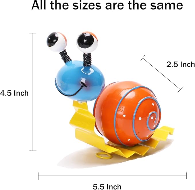 Cruis Cuka Metal Garden Decor Cute Snail Yard Art Outdoor Lawn Patio Ornament Fence Decorations for Outside - Set of 2(Yellow,Orange)