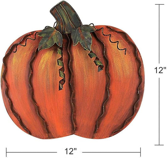 Linfevisi Metal Pumpkin Decor for Outside Standing Pumpkin Sign Flat Fall Porch Decor Yard Pumpkins Statue Outdoor Fall Decorations for Home Shelf Autumn Thanksgiving Halloween Garden Kitchen 12 Inch