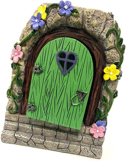 FitBest Fairy Garden Doors Decoration, Solar Miniature Door Sculpture, Outdoor Garden Statue for Tree Yard Lawn Patio Ornament Decoration