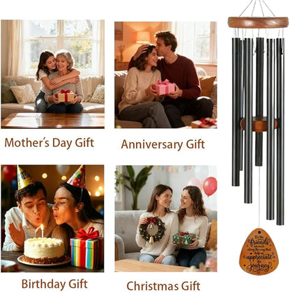 Friendship Wind Chime Gifts, Outdoor Decorative Wooden Wind Chimes Hanging Windchimes for Garden Unique Birthday Presents for Women, Men, Besties, BFF