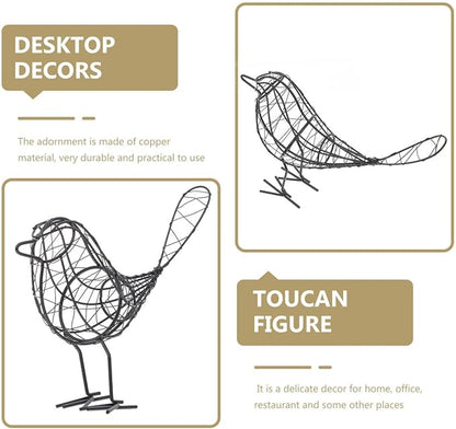 BESPORTBLE 1Pc 20x23cm Garden Figurines Creative Metal Iron Wire Bird Craft Garden Collectible Statue for Decoration Garden(Black)