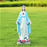Garden Mary Statue,Solar Outdoor Virgin Mary Statues,Blessed Mother Statue with Solar Flower Ligths,Home/Garden Decor, Religious Gift to Women/Mom(11.81" H)