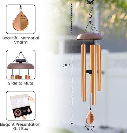 28” Wind Chime with Gift Box – Whispering Hearts Collection – Rose Gold
