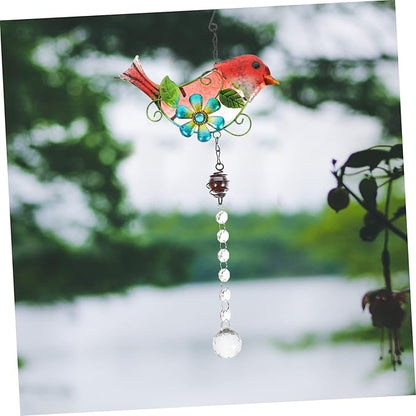 BESPORTBLE Creative Bird Figurine Hanging Decor Stained Glass Garden Statue for Outdoor Home Adornment Lifelike Iron Craftsmanship for Garden Patio Decoration