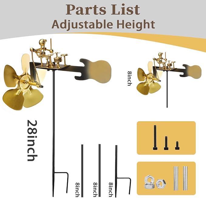 Handmade Metal Drummer Windmill,Wind Spinner Metal Rock Band Wind Mill for Yard and Garden,Wind Spinners Outdoor Music Figurines and Statues