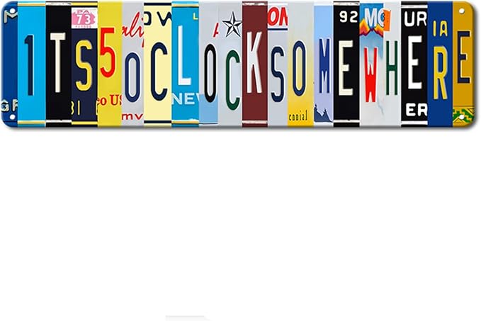 Bar Decor For Home Funny Bar Sign Metal Tin Patio Signs It'S Five O Clock Somewhere Signs Man Cave Accessories Wall Decor Backyard Pool Beach Outdoor Vintage Decorations