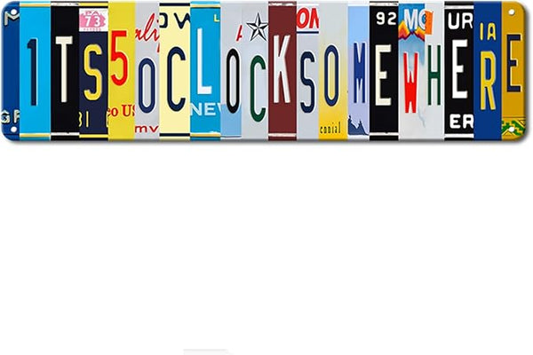 Bar Decor For Home Funny Bar Sign Metal Tin Patio Signs It'S Five O Clock Somewhere Signs Man Cave Accessories Wall Decor Backyard Pool Beach Outdoor Vintage Decorations