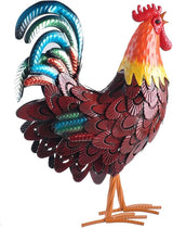Metal Rooster Statue Garden Chicken Sculpture Decoration Metal Yard Art for Yard Outdoor Indoor Decoration (#C)