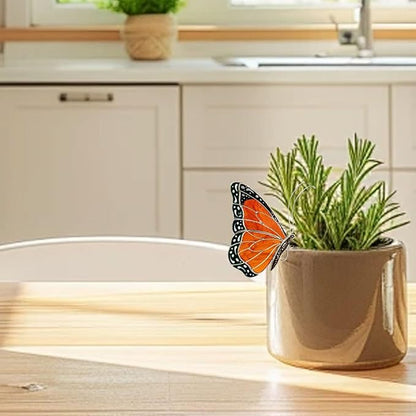 Stained Butterfly Plant Sun Catcher for Gardens, Or Patios Plant Gifts (Orange)