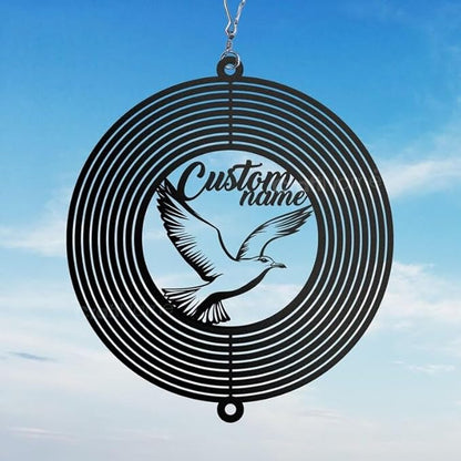 Personalized Seagull Metal Wind Spinner, Custom Outdoor Ornament for Yard Display, Kinetic Coastal Sculpture, Beach Gift (Seagull Garden Wind Spinner)