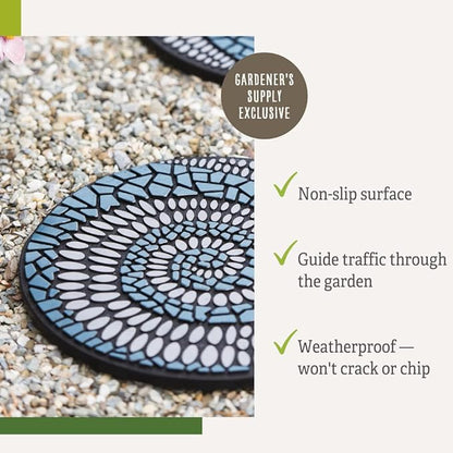 Gardener's Supply Company Recycled Rubber Swirl Stepping Stone for Garden Walkway | Outdoor Patio Décor & Lawn Pathway Landscaping | 12" Diameter x .75" H