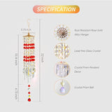Crystal Wind Chimes for Outside with Rainbow Light Reflections Glass Bells and Rose Gold Alloy Hooks Indoor Outdoor Decor for Home Garden Patio Porch Birthday House Warming (Red)
