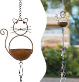 10.53ft Rain Chain for Outside, Rain Chain with 10 Cat Cups, Adjustable Rain Catcher Chain for Outside, Replacement Downspout for Gutters, Eaves, Drainage