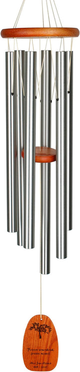 Woodstock Wind Chimes Personalized Tree of Life Amazing Grace Memorial Chime for Outside 40'' Large Silver Sympathy Customized Forever Inspirational Wind Chime for Outdoor Patio Home Garden Decor