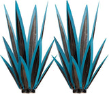 2PCS Large Tequila Rustic Sculpture, Wind Resistant Metal Agave Plants Garden Art for Outdoor Home Decor, DIY Hand Painted Metal Agave Yard Sculpture Statue Garden Lawn Ornament Gift (2, Blue)