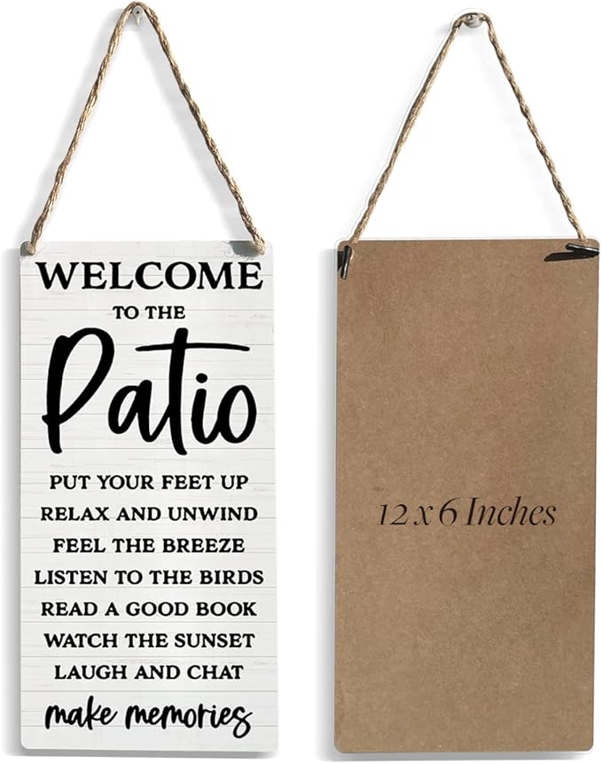 Rustic Patio Wood Sign Welcome Sign Patio Decor Farmhouse Home Family House Patio Wall Decor Hanging Wall Sign Wooden Wall Art Decor Decorative Plaque Sign for Home Porch Front Door Outdoor Bar