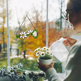 Key Decor Stained Glass Suncatcher White Flower Ornament,Artificial Floral Glass Suncatcher,Stained Glass Window Hanging Daisy Flower Gift for Women Mom Grandma