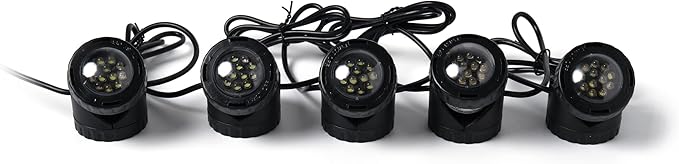 Jebao Submersible LED Pond Light with Photcell Sensor, Set of 5