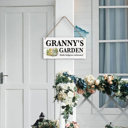 Granny Gifts Outdoor Garden Wooden Sign Decor, Indoor Garden Decoration Hanging Signs 12x6 Inches, Outdoor Porch Yard Wall Art Decor Sign, Mother's Day Gifts Birthday Gift for Mom Grandma