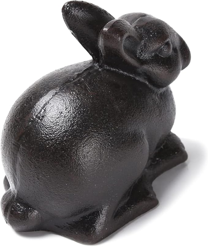 BRASSTAR Cast Iron Sitting Rabbit Statue Outdoor Garden Patio Yard Indoor Home Animal Figurine Decorative 4.4''(H) TQGJPT307