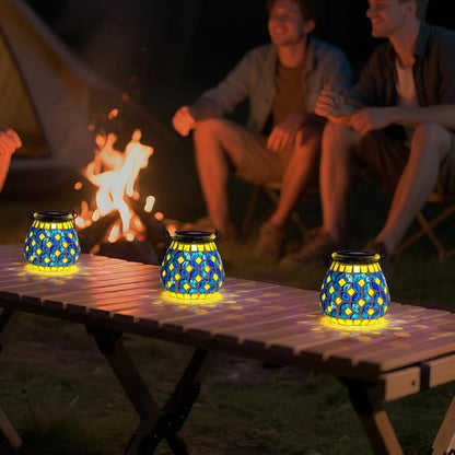 Starsoul Solar Lanterns Outdoor Waterproof, Gorgeous Mosaic Solar Lantern Outdoor Garden Decor, Solar Hanging Lights for Outside Patio Yard