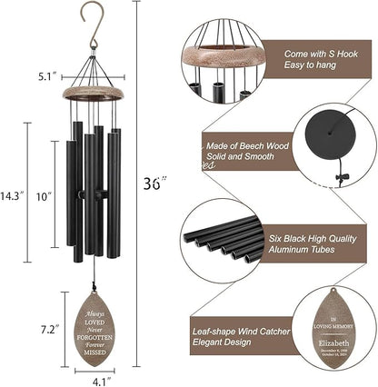 ASTARIN Deep Tone Memorial Wind Chimes Personalized, Sorry for You Loss Bereavement Gifts, Outside Condolence Wind Chime for Loss of Mother Father,Produced in USA