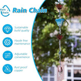10FT Rain Chains for Outside, Rain Gutter Chain with 8 Cups & Lotus Decor, Adjustable Rain Catcher Chain for Eaves Drainage, Replacement for Downspout