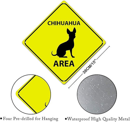 Caution Chihuahua Crossing XING Tin Sign Chihuahua Dog Area Warning Street Sign Chihuahua Novelty Caution Road Sign for Man Cave Yard Garage Porch 15x15in