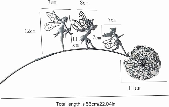 Flower Fairy Dancing with Dandelion Garden Sculpture,Angel Metal Ornaments Stainless Steel Statue Decorations,Wonderland Outdoor Yard Lawn Patio Stakes Sculptures Decor (A)