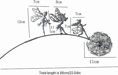 Flower Fairy Dancing with Dandelion Garden Sculpture,Angel Metal Ornaments Stainless Steel Statue Decorations,Wonderland Outdoor Yard Lawn Patio Stakes Sculptures Decor (A)