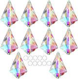 50mm Sun Catchers with Crystals, 10 Pcs Hanging Crystals Suncatchers for Windows, Colored Horns Crystal Prisms,Glass Pendant Suncatchers for Chandeliers, Garden, Christmas Tree Decor