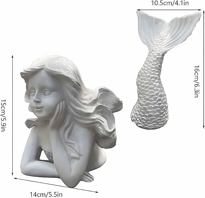 BGBWBFBR Handmade Mermaid Statue Set with Blue and White Starfish: A Beautiful Addition to Your Home Décor
